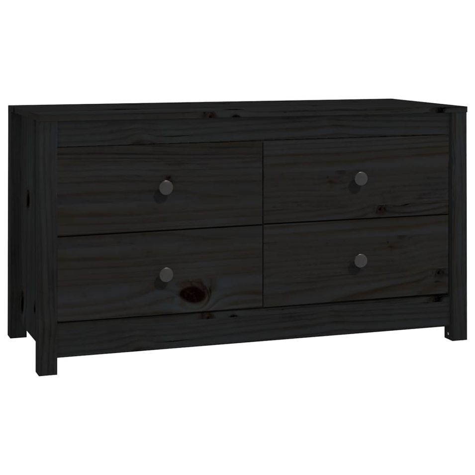 Armoire latérale Noir 100x40x54 cm Bois de pin massif - Photo n°1