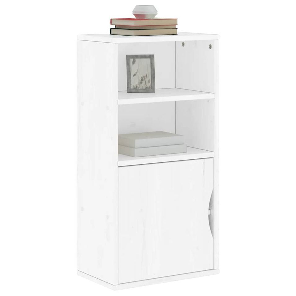 Armoire latérale ODDA blanc 40x24x79 cm bois massif pin - Photo n°1