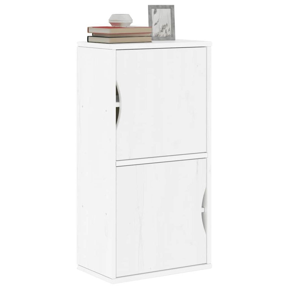 Armoire latérale ODDA blanc 40x24x79 cm bois massif pin - Photo n°1