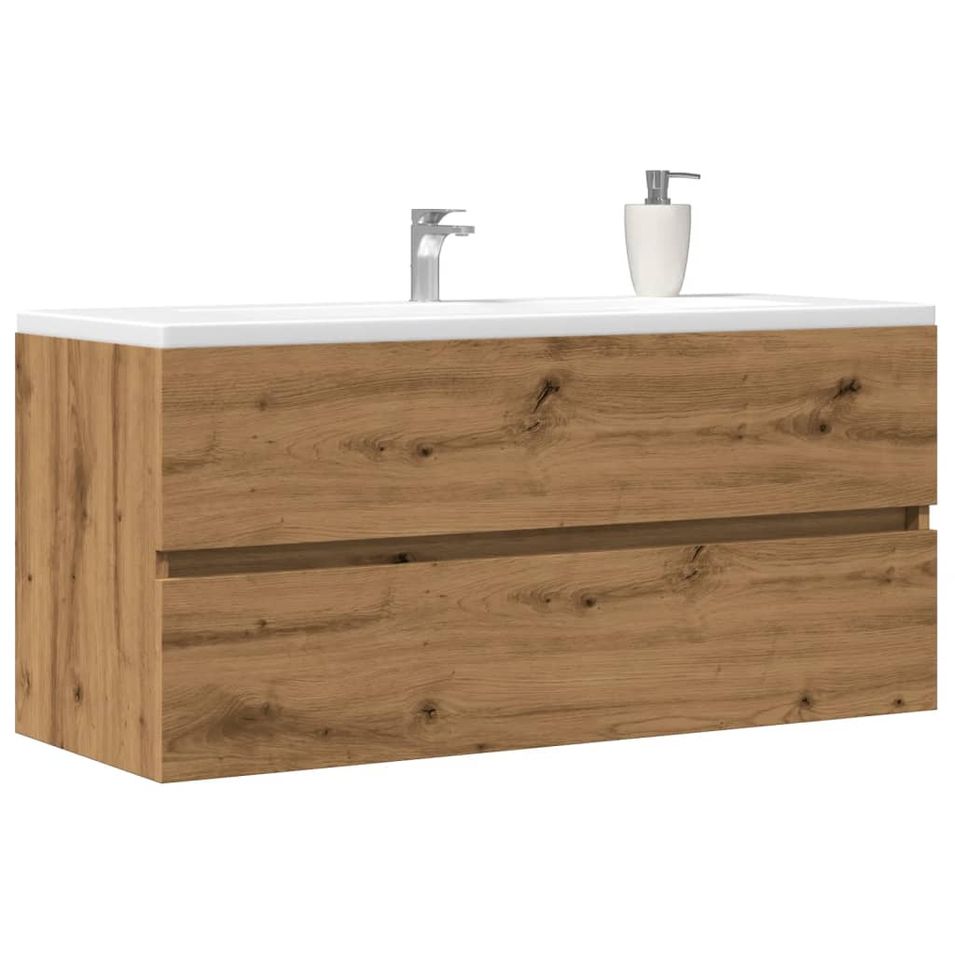 Armoire lavabo chêne artisanal 100x38,5x45 cm bois d'ingénierie - Photo n°1