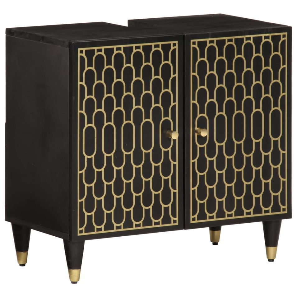 Armoire lavabo de salle de bain bois massif de manguier - Photo n°1