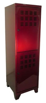 Armoire métal rouge vernis 2 portes 2 portes avec serrures à loquet Box 134 cm - Photo n°1