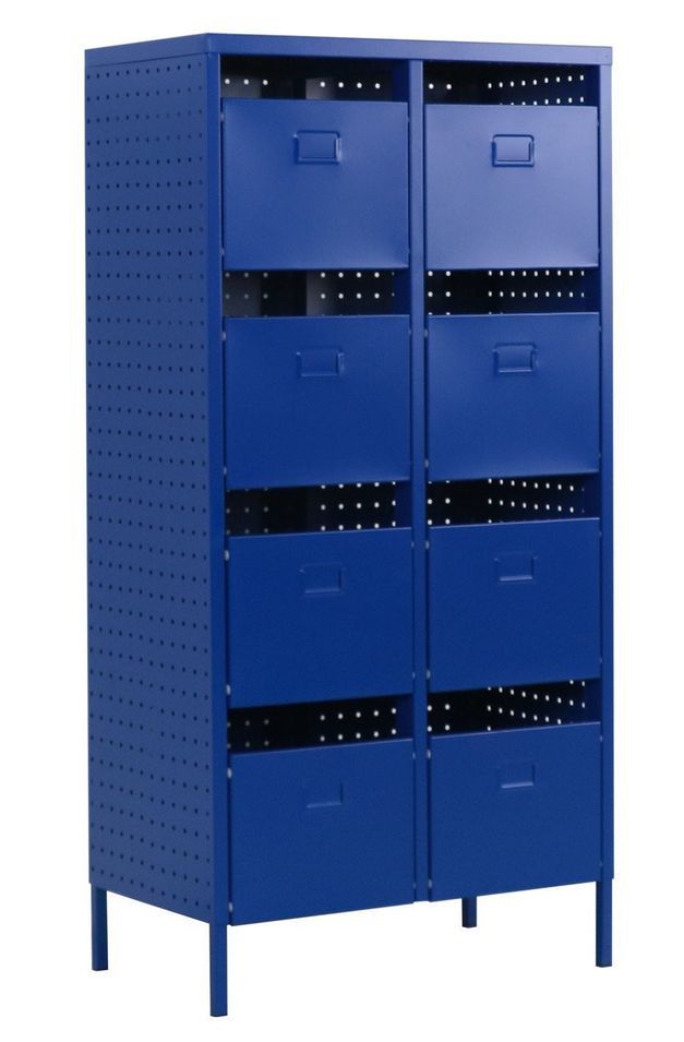Armoire métallique bleu mate 8 tiroirs Lesky - Photo n°1