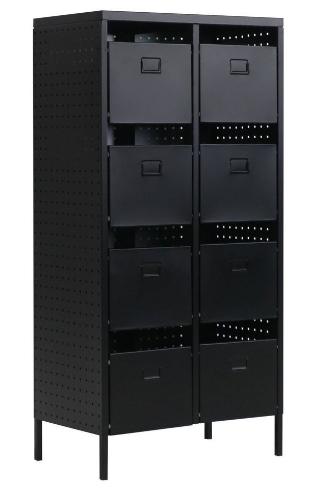 Armoire métallique noir mate 8 tiroirs Lesky - Photo n°1