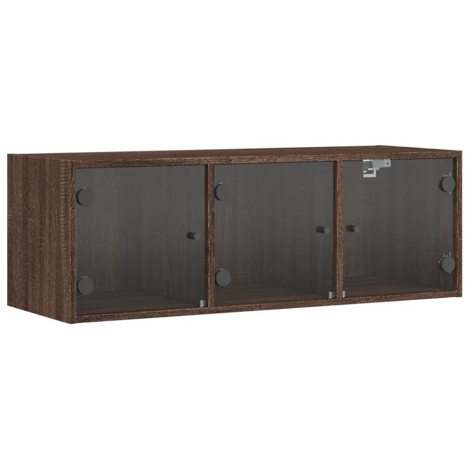Armoire murale avec portes en verre chêne marron 102x37x35 cm - Photo n°1