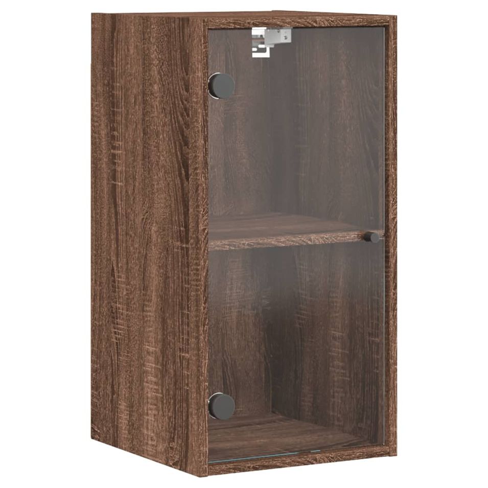 Armoire murale avec portes en verre chêne marron 35x37x68,5 cm - Photo n°1