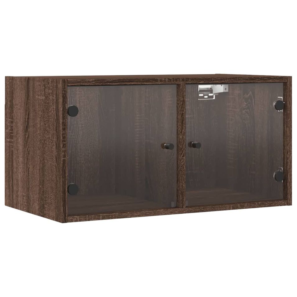 Armoire murale avec portes en verre chêne marron 68,5x37x35 cm - Photo n°1