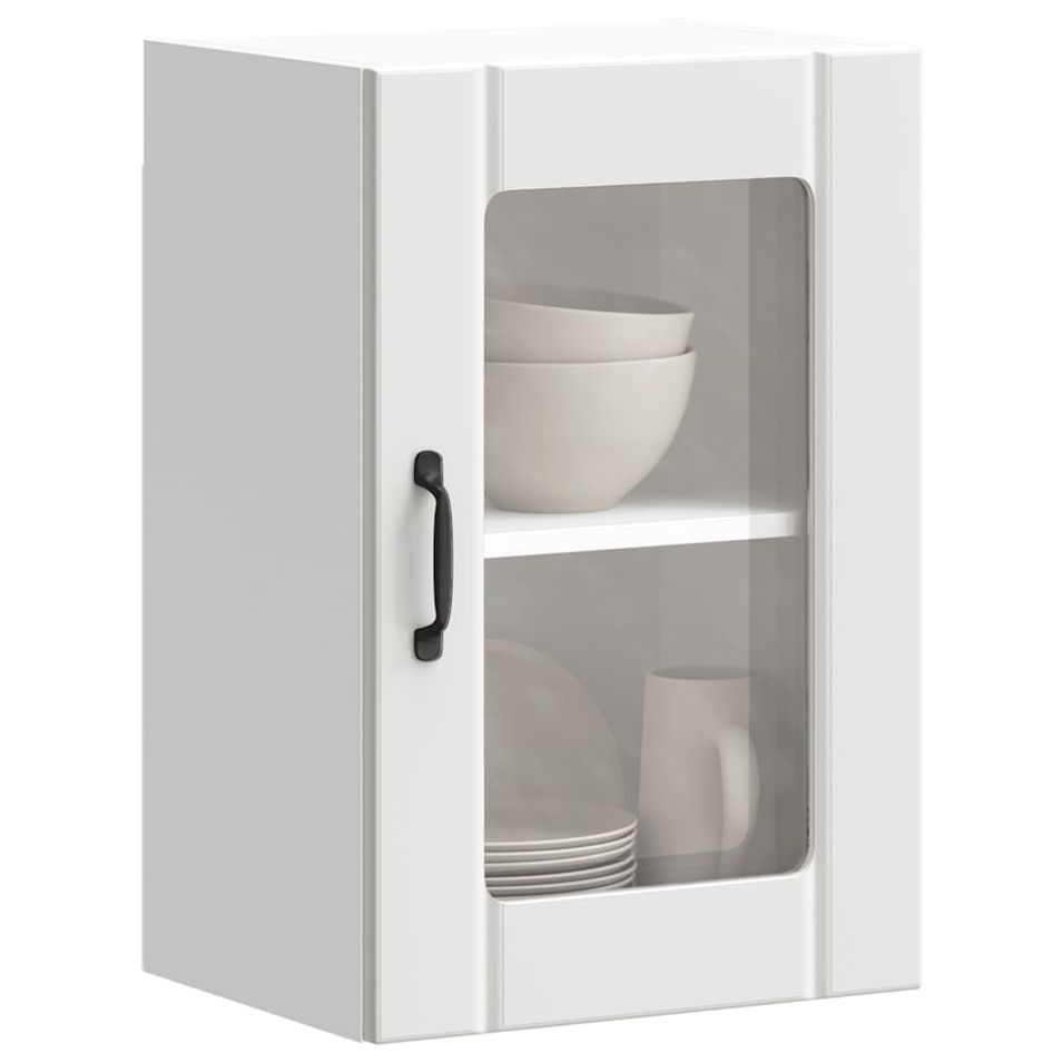 Armoire murale de cuisine avec porte en verre Lucca blanc - Photo n°1
