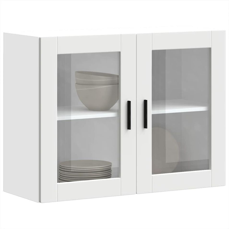 Armoire murale de cuisine avec porte en verre Porto blanc - Photo n°1