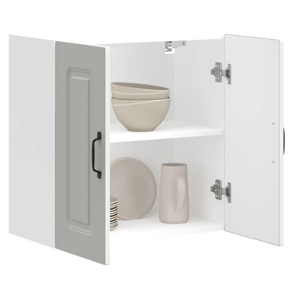 Armoire murale de cuisine Kalmar blanc bois d'ingénierie - Photo n°1