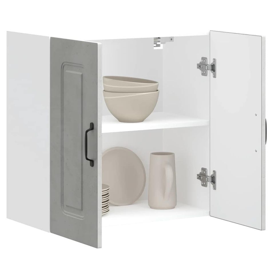 Armoire murale de cuisine Kalmar gris béton bois d'ingénierie - Photo n°1