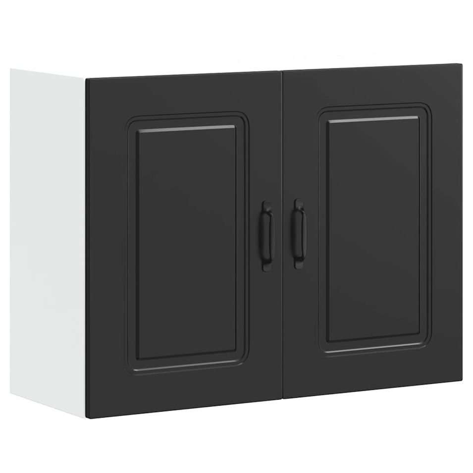 Armoire murale de cuisine Kalmar noir bois d'ingénierie - Photo n°1
