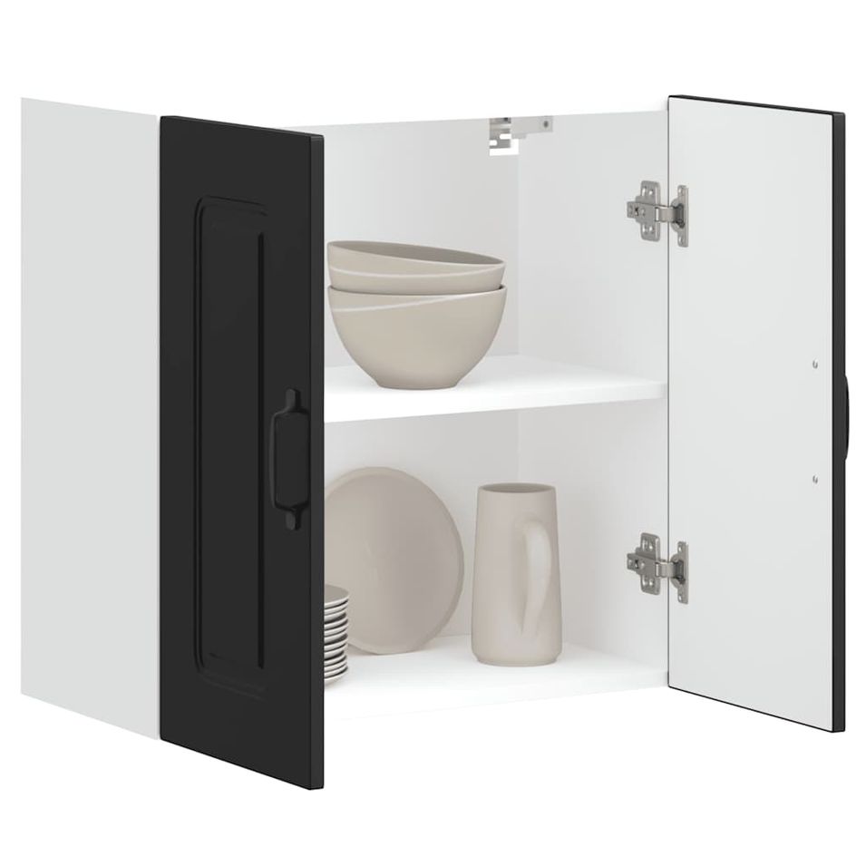 Armoire murale de cuisine Kalmar noir bois d'ingénierie - Photo n°1