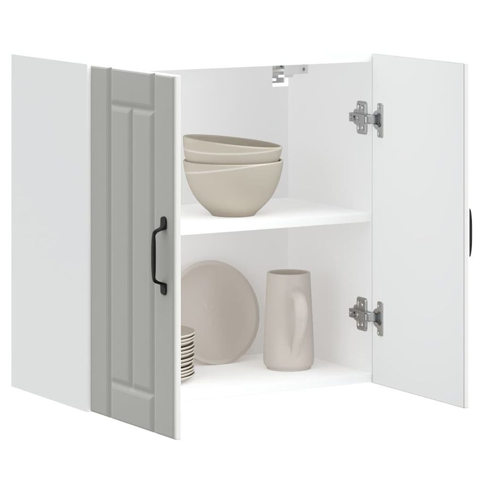 Armoire murale de cuisine Lucca blanc bois d'ingénierie - Photo n°1