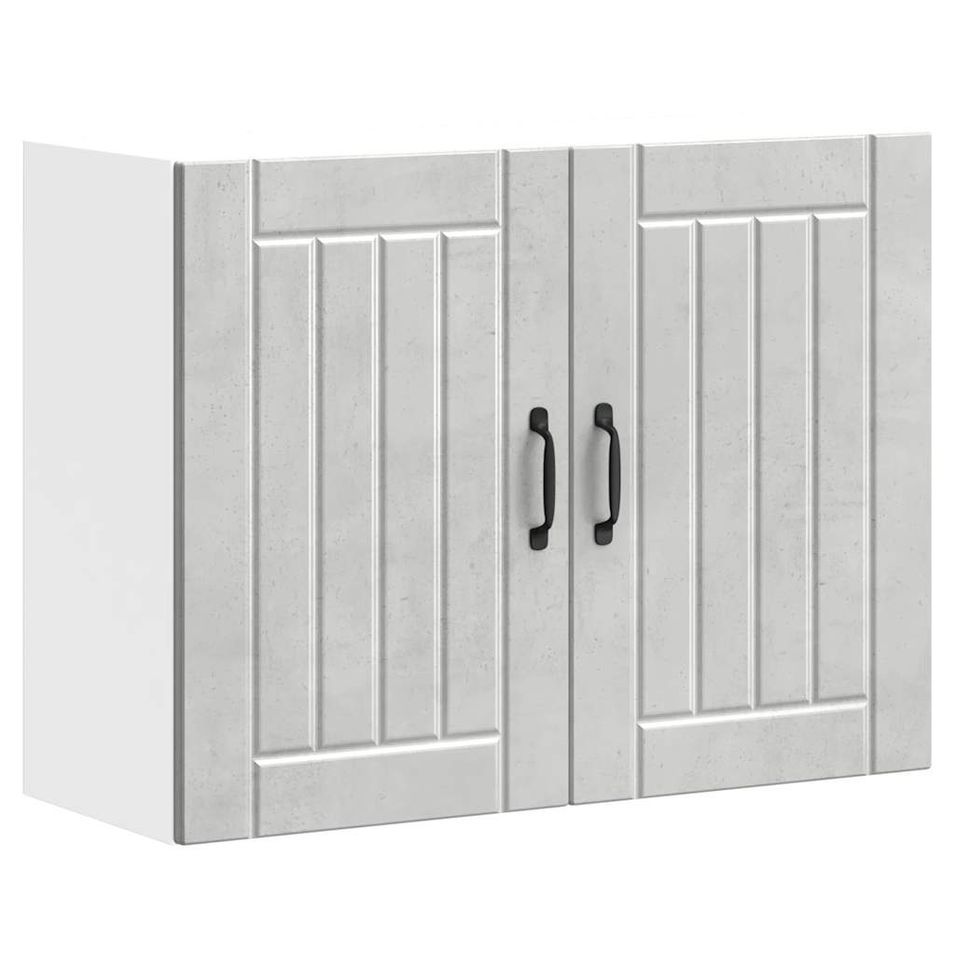 Armoire murale de cuisine Lucca gris béton bois ingénierie - Photo n°1