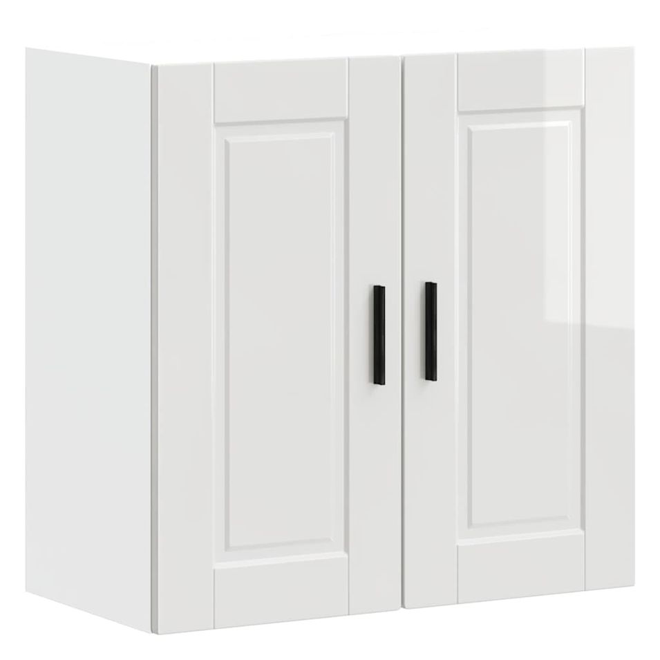 Armoire murale de cuisine Porto blanc brillant bois ingénierie - Photo n°1