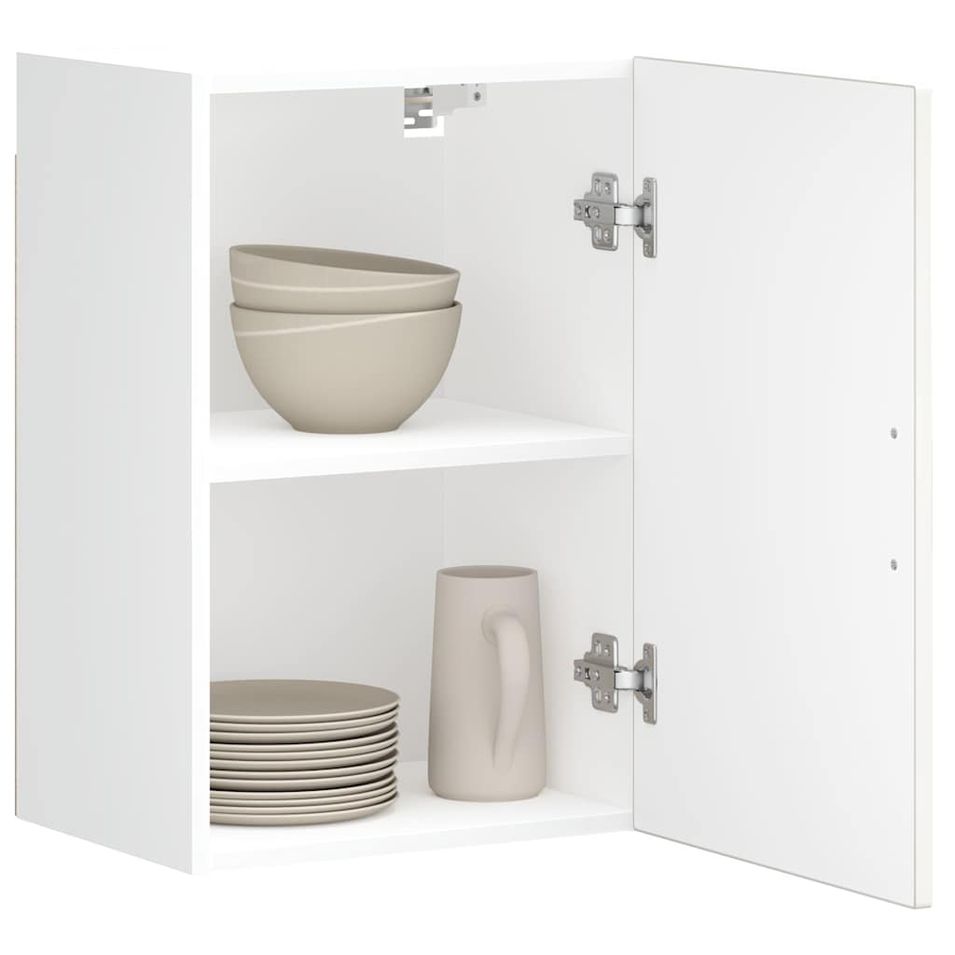 Armoire murale de cuisine Porto blanc brillant bois ingénierie - Photo n°1