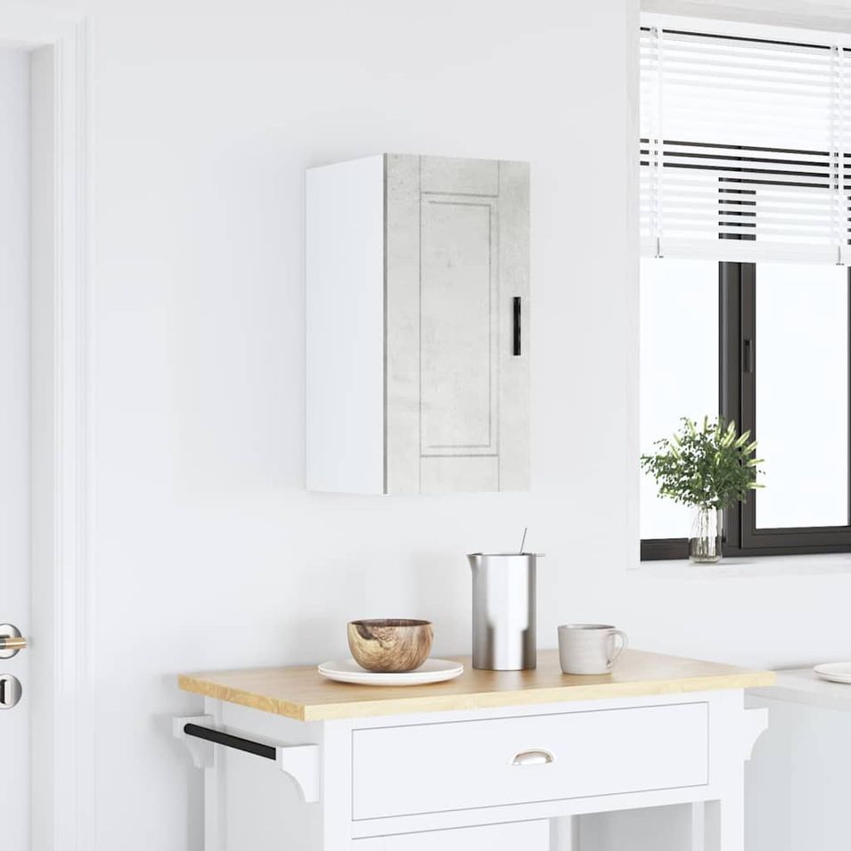 Armoire murale de cuisine Porto gris béton bois d'ingénierie - Photo n°1