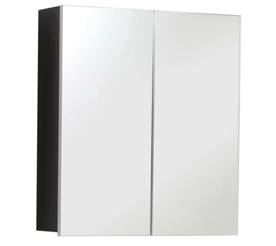 Armoire murale de toilette 1 porte blanc brillant et gris cendré 2 portes Kinzo 60 cm - Photo n°1