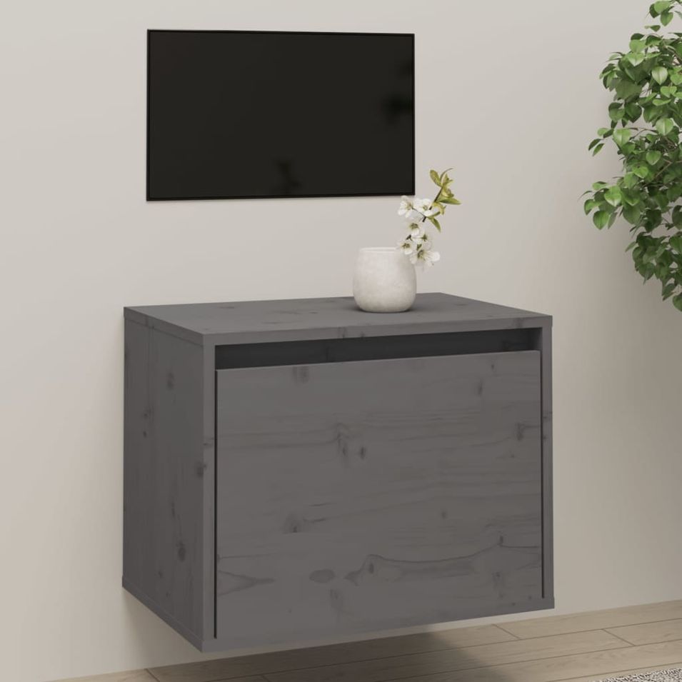 Armoire murale Gris 45x30x35 cm Bois de pin massif - Photo n°1