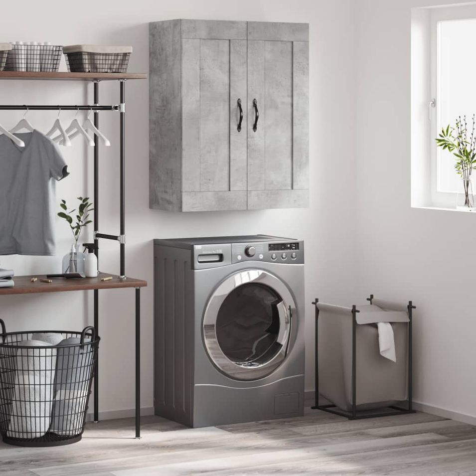 Armoire murale gris béton 69,5x34x90 cm bois d'ingénierie - Photo n°1