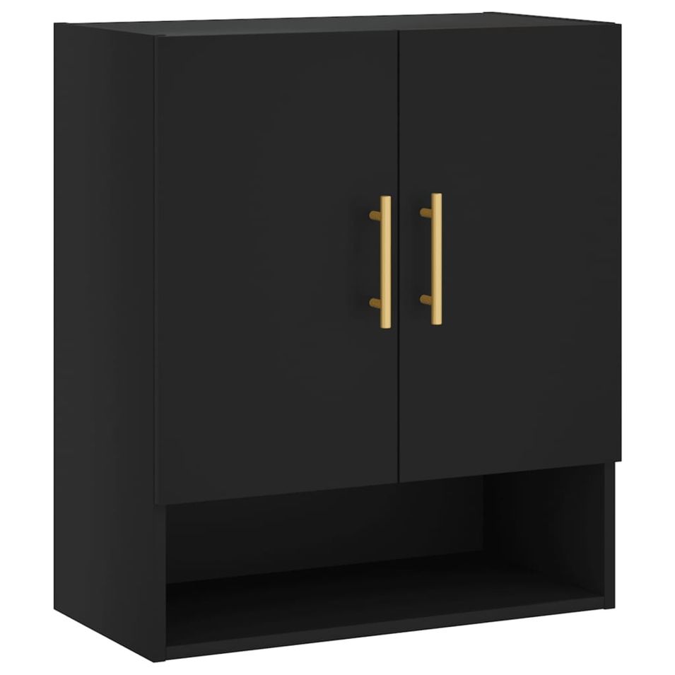 Armoire murale noir 60x31x70 cm bois d'ingénierie - Photo n°1