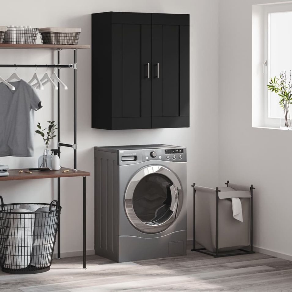 Armoire murale noir 69,5x34x90 cm bois d'ingénierie - Photo n°1