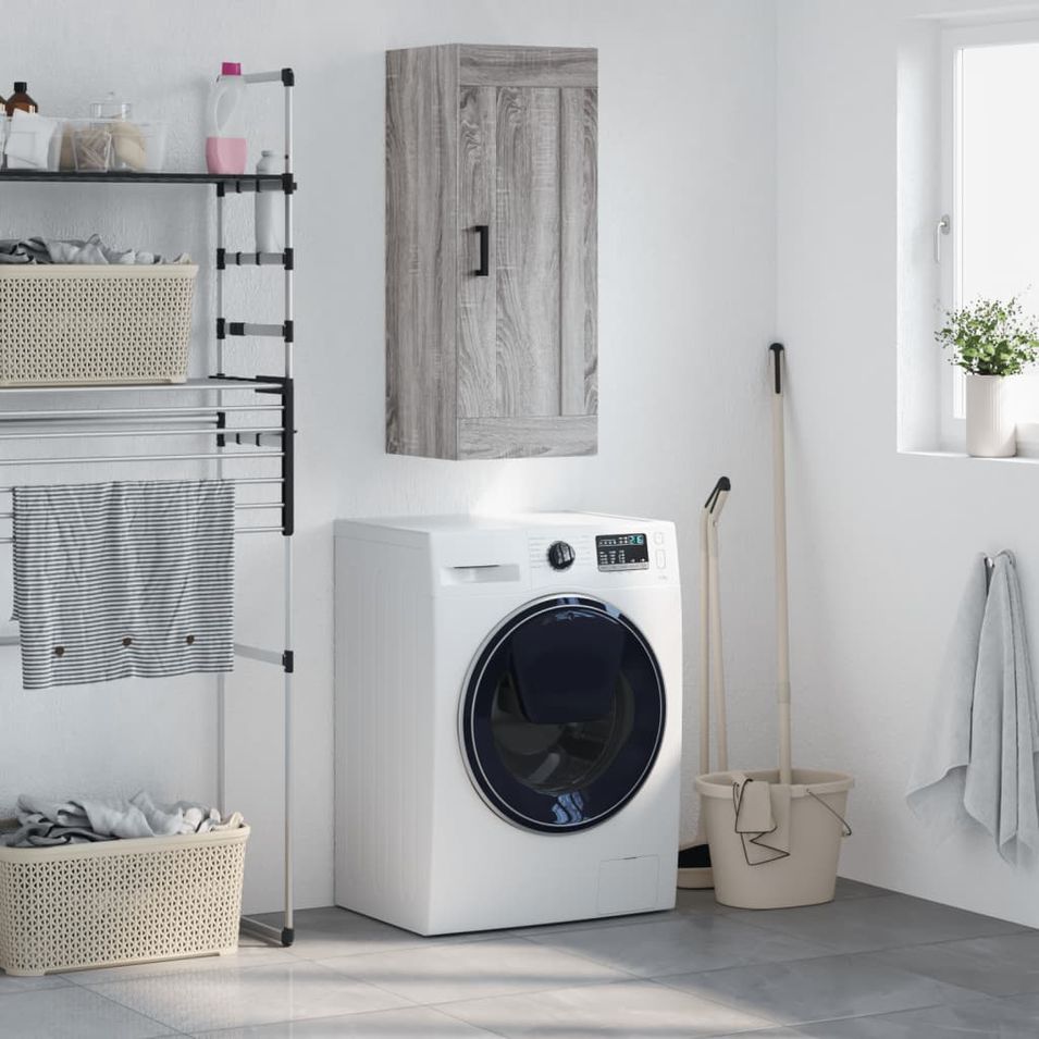 Armoire murale sonoma gris 34,5x34x90 cm bois d'ingénierie - Photo n°1