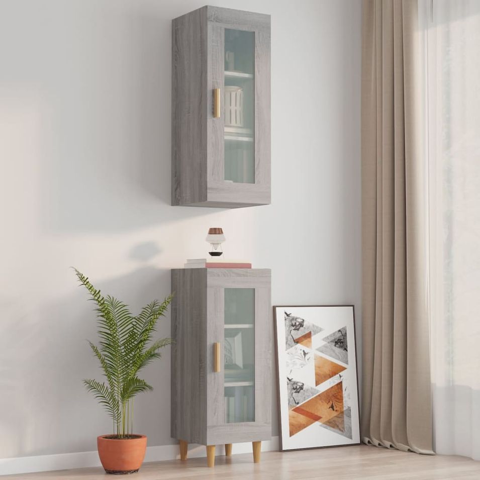 Armoire murale suspendue Sonoma gris 34,5x34x90 cm - Photo n°1