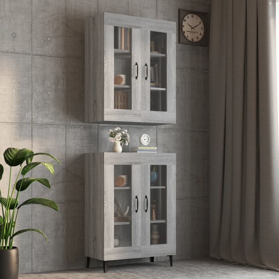 Armoire murale suspendue Sonoma gris 69,5x34x90 cm - Photo n°1