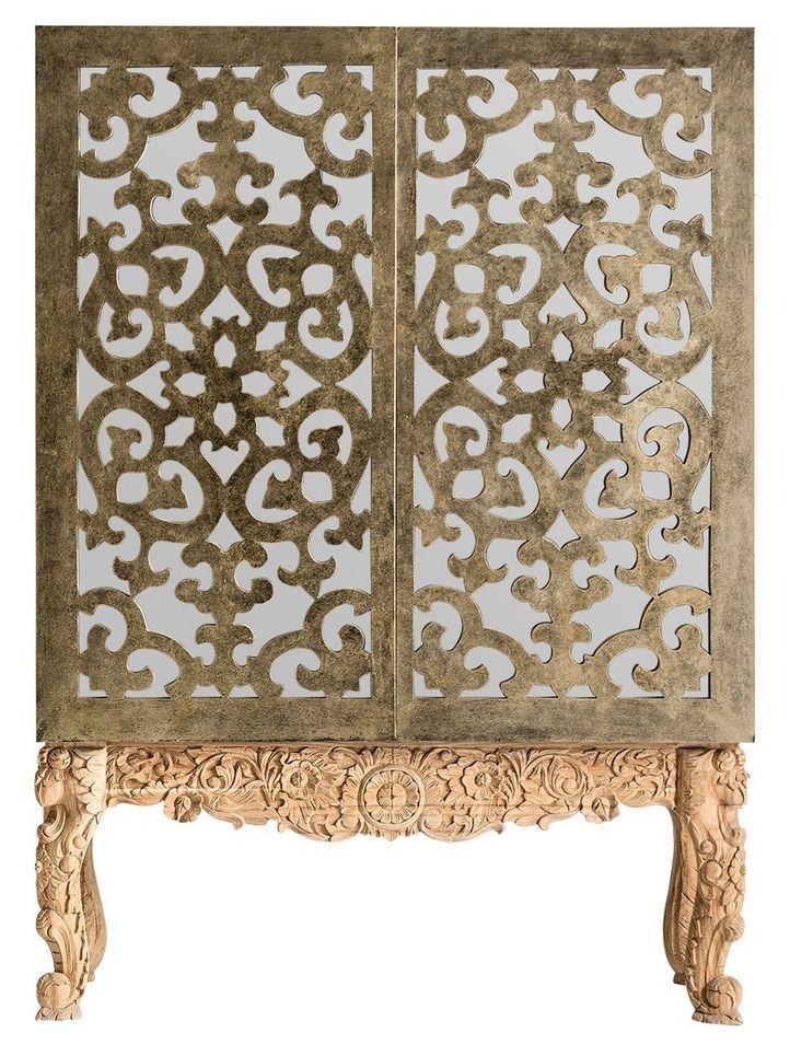 Armoire orientale 2 portes mindi massif clair et doré Mellie - Photo n°1