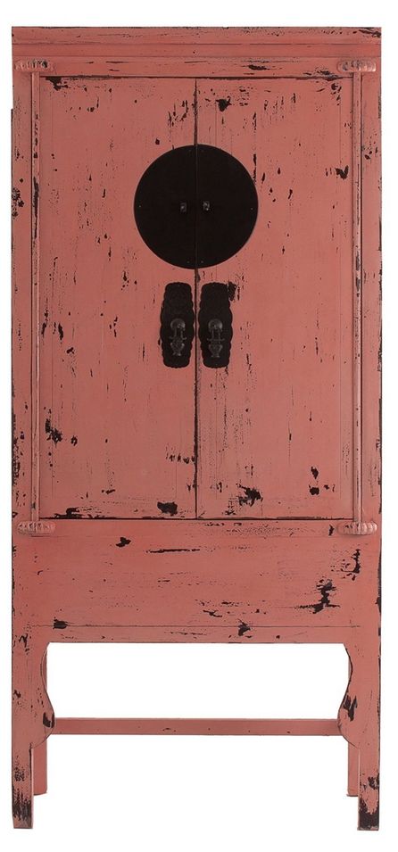 Armoire orientale 2 portes pin massif recyclé rose vieilli Luigi - Photo n°1