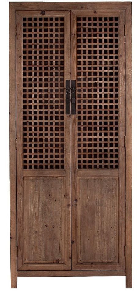 Armoire orientale pin massif recyclé foncé Chirka - Photo n°1