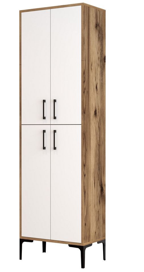 Armoire polyvalente bois noyer et blanc Kliko 60 cm - Photo n°1