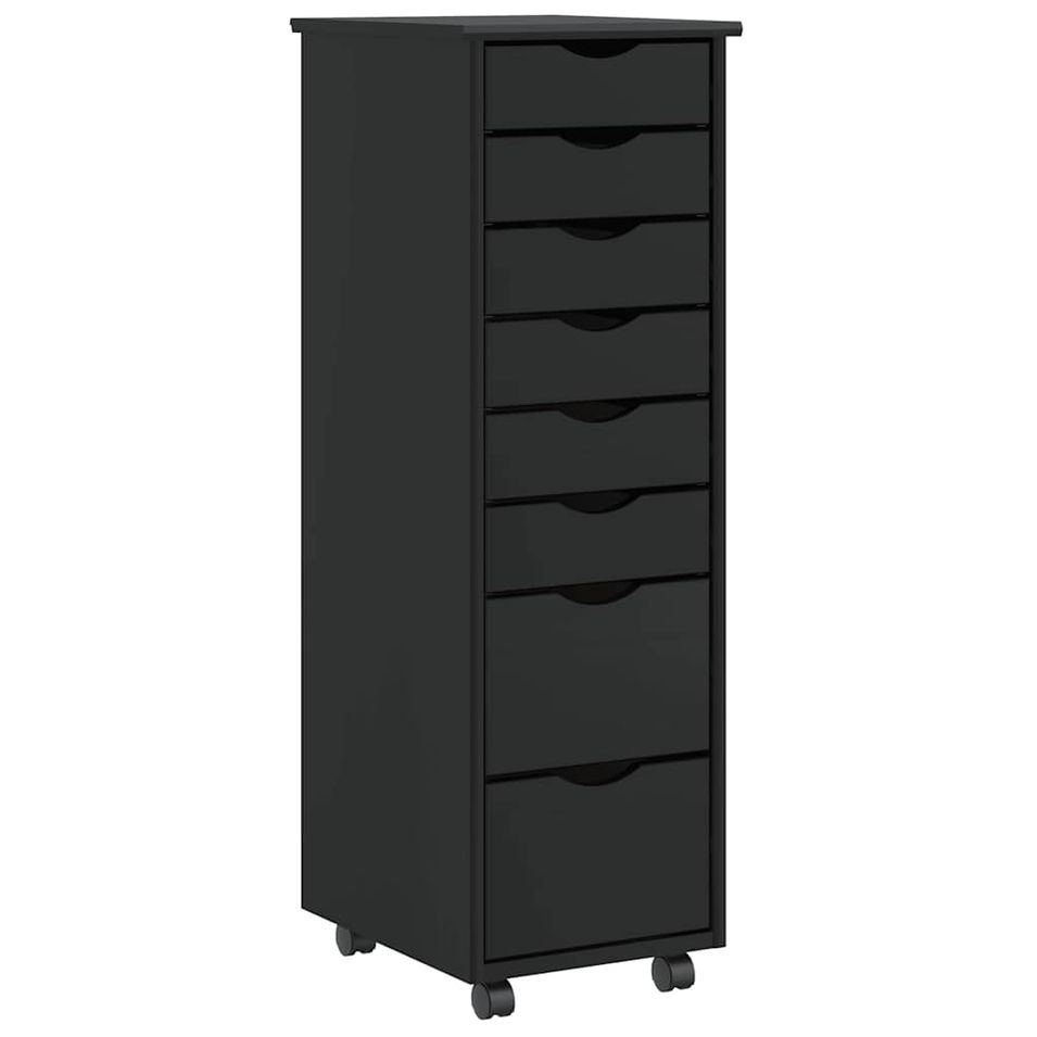 Petite armoire de bureau en bois pin massif sur roulettes Klasko H 103 cm - 8 tiroirs - Photo n°1