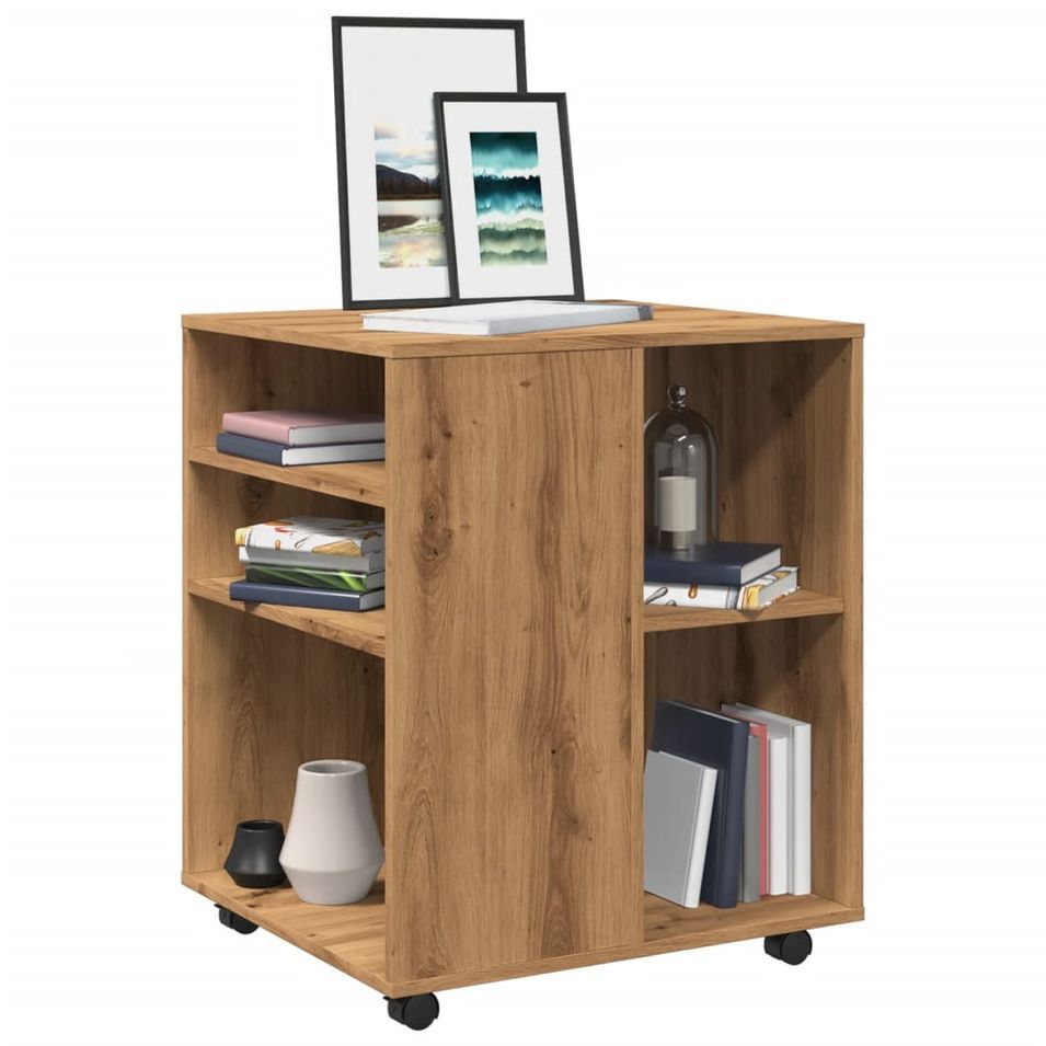 Armoire roulante chêne artisanal 60x53x72 cm bois d'ingénierie - Photo n°1