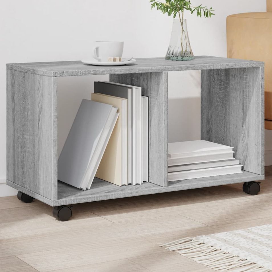 Armoire roulante sonoma gris 72x33x42,5 cm bois d'ingénierie - Photo n°1
