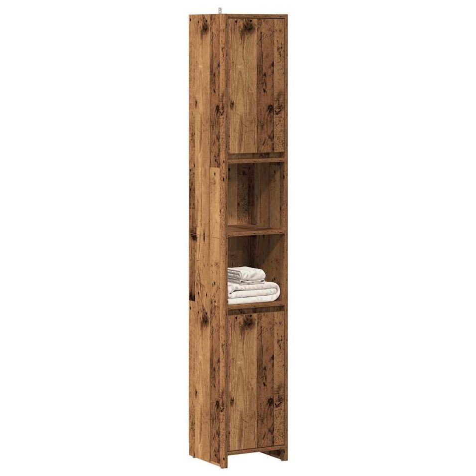 Armoire salle de bain vieux bois 30x30x183,5 cm bois ingénierie - Photo n°1