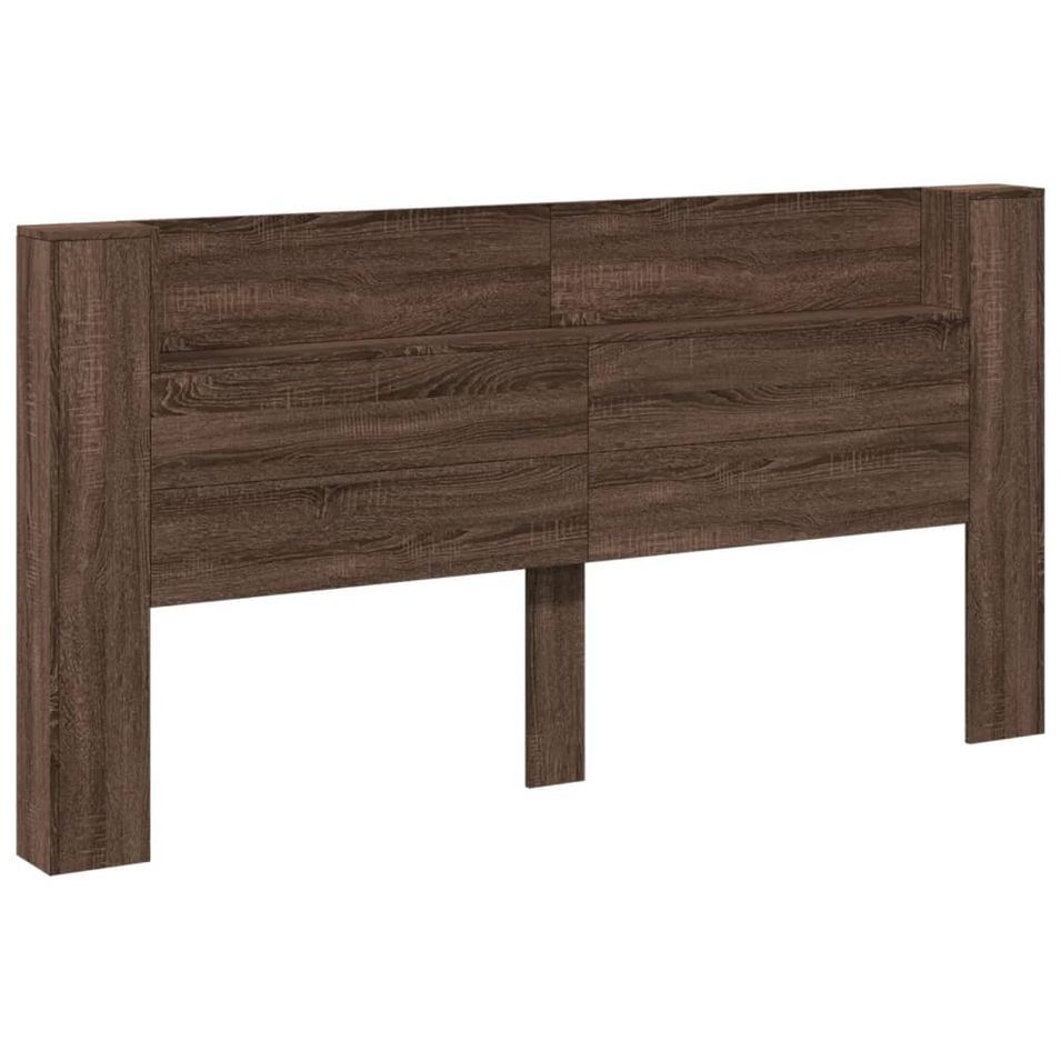 Armoire tête de lit avec LED chêne marron 200x16,5x103,5 cm - Photo n°1