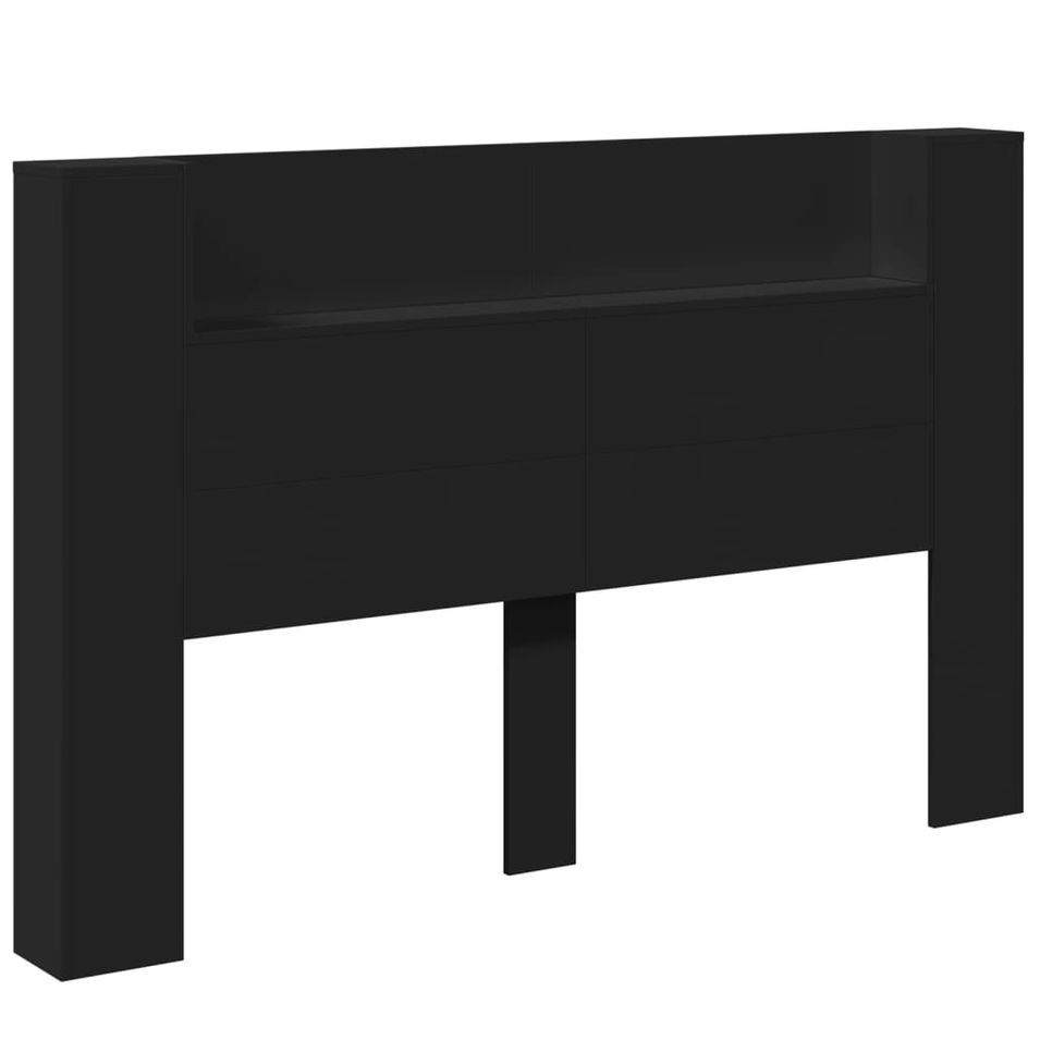 Armoire tête de lit avec LED noir 160x16,5x103,5 cm - Photo n°1