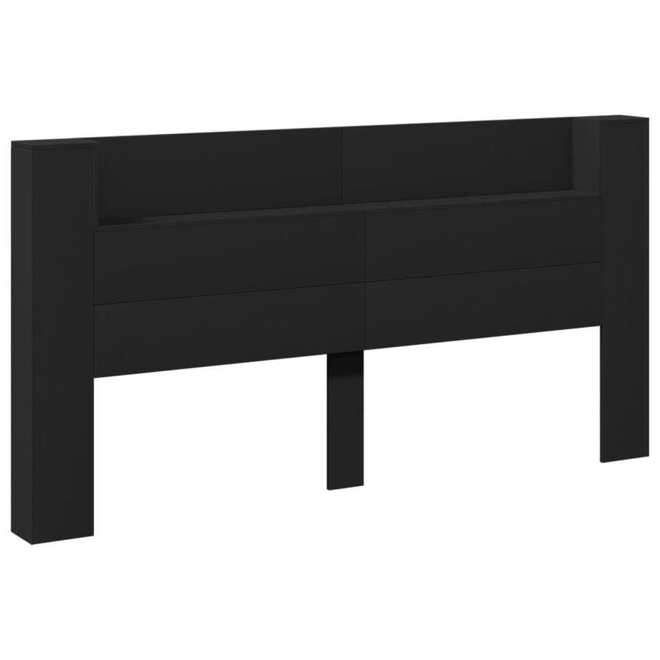 Armoire tête de lit avec LED noir 200x16,5x103,5 cm - Photo n°1