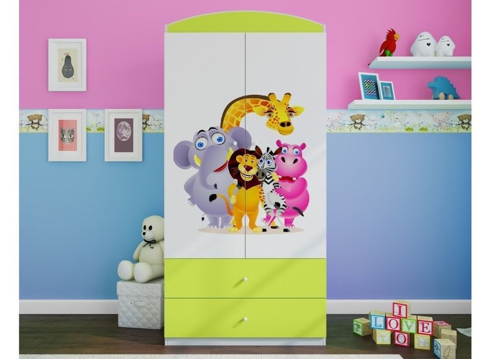 Armoire verte 2 portes enfant Zoo Drimy - Photo n°1