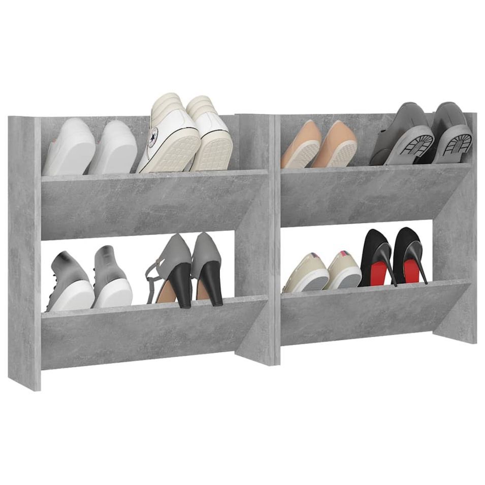 Armoires à chaussures murales 2 pcs Gris béton 60x18x60 cm - Photo n°1