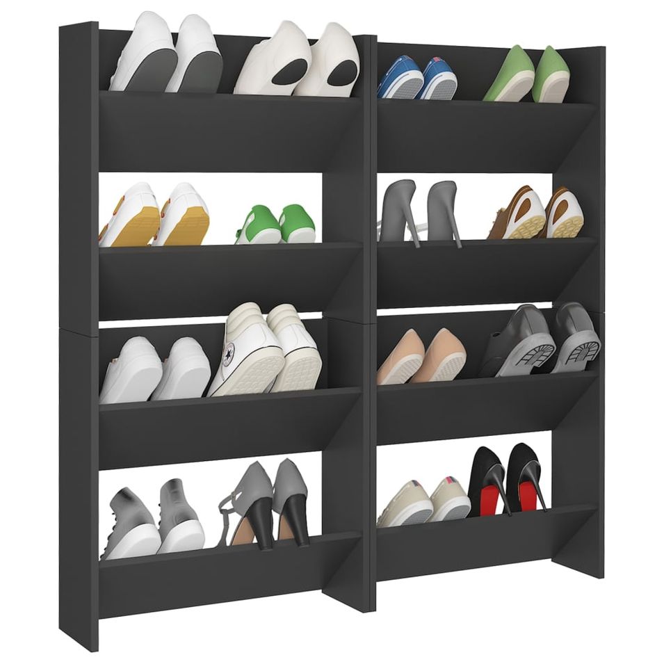 Armoires à chaussures murales 4 pcs Gris 60x18x60 cm - Photo n°1