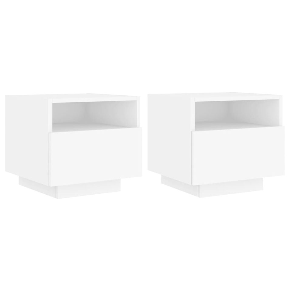 Armoires de chevet avec lumières LED 2 pcs blanc 40x39x37 cm - Photo n°1