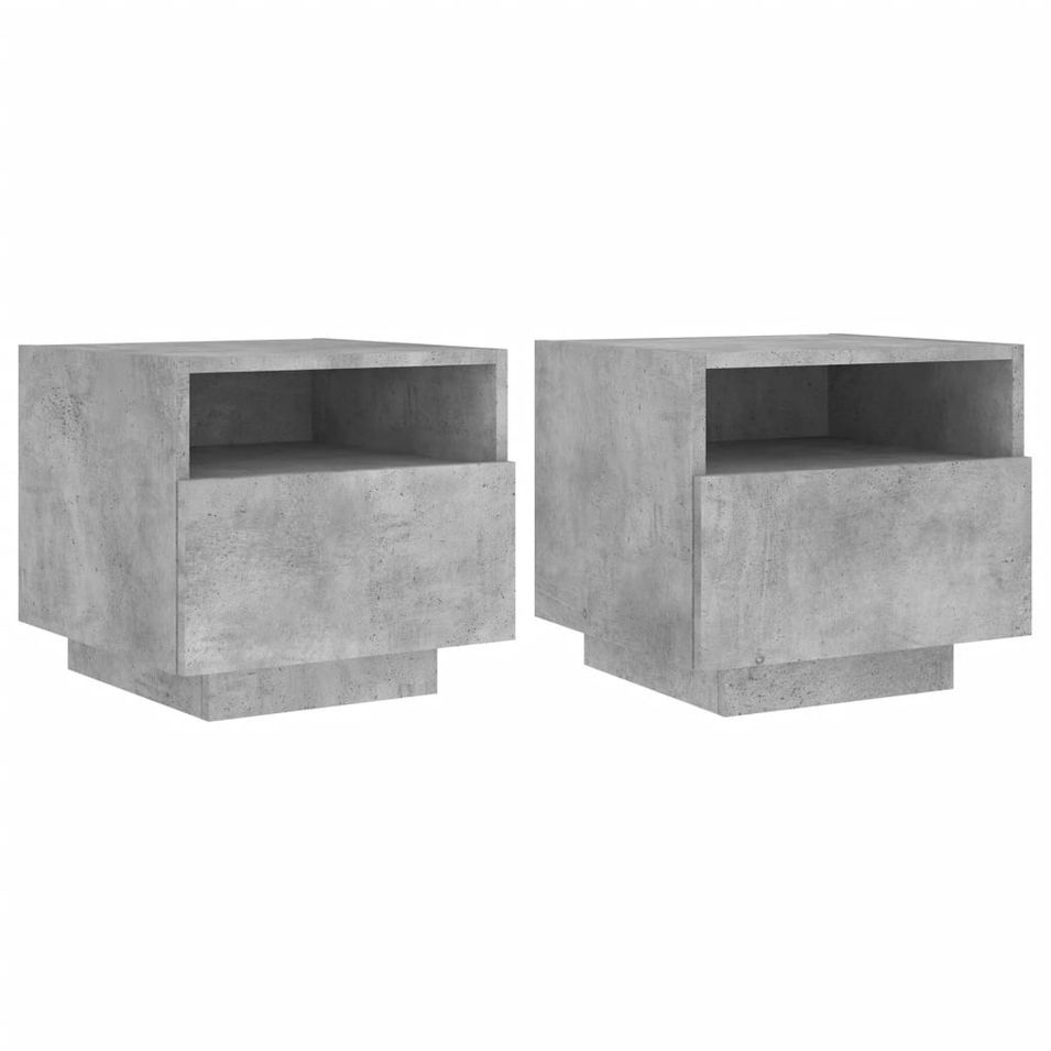 Armoires de chevet avec lumières LED 2 pcs gris béton - Photo n°1