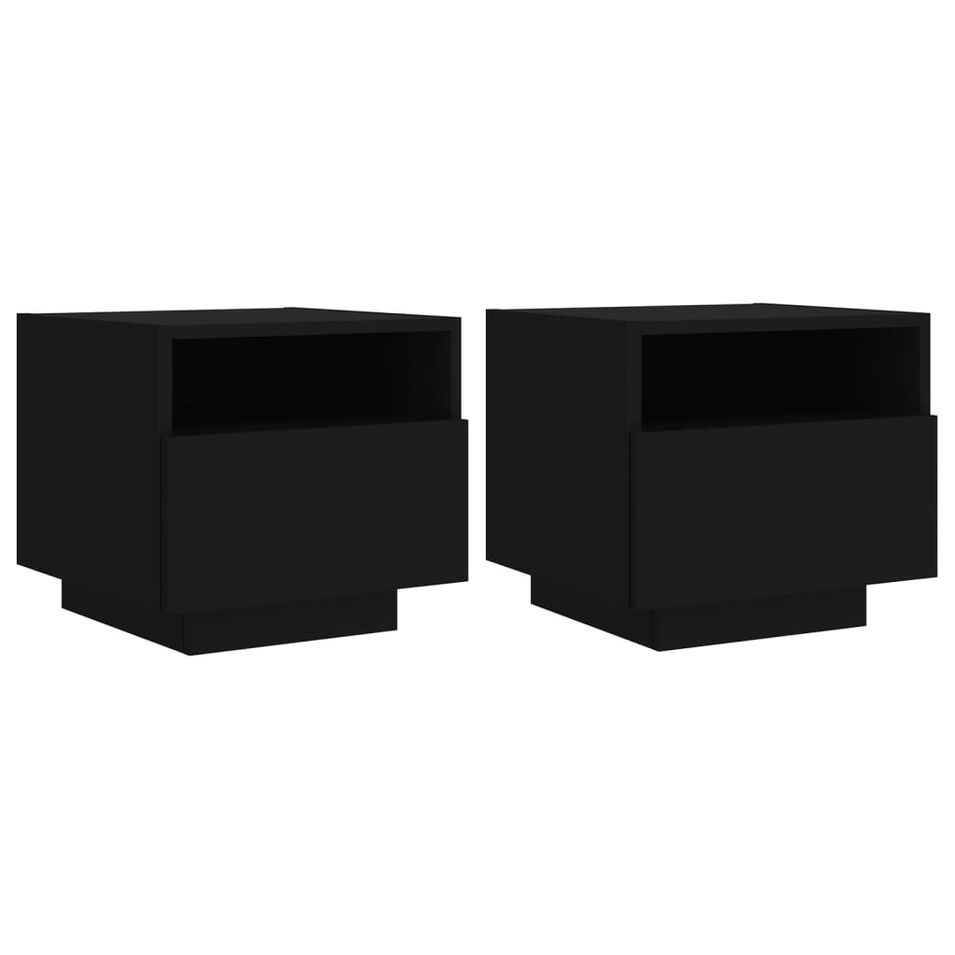 Armoires de chevet avec lumières LED 2 pcs noir 40x39x37 cm - Photo n°1