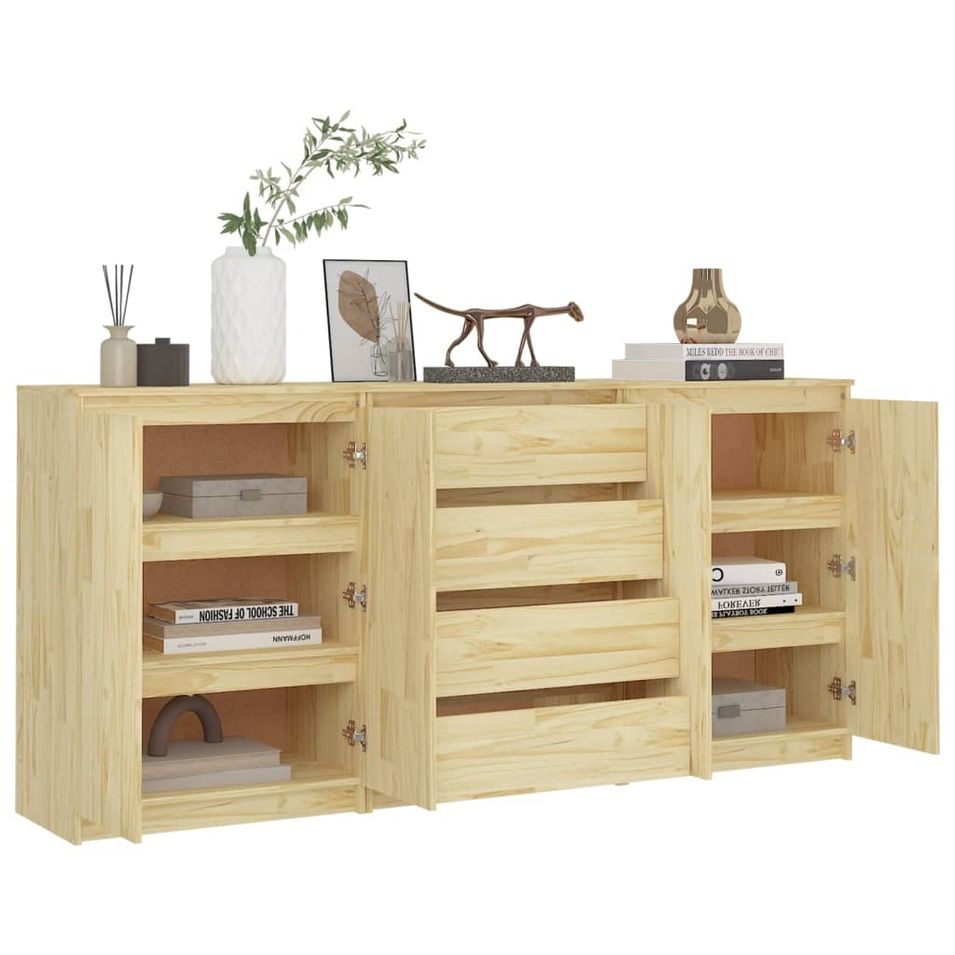 Armoires latérales 3 pcs Bois de pin massif - Photo n°1