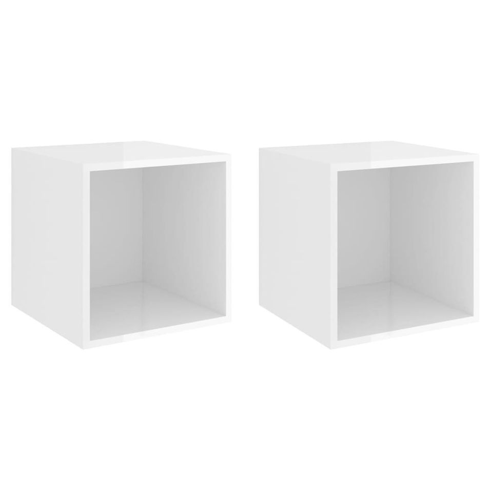 Armoires murales 2 pcs Blanc brillant 37x37x37 cm - Photo n°1