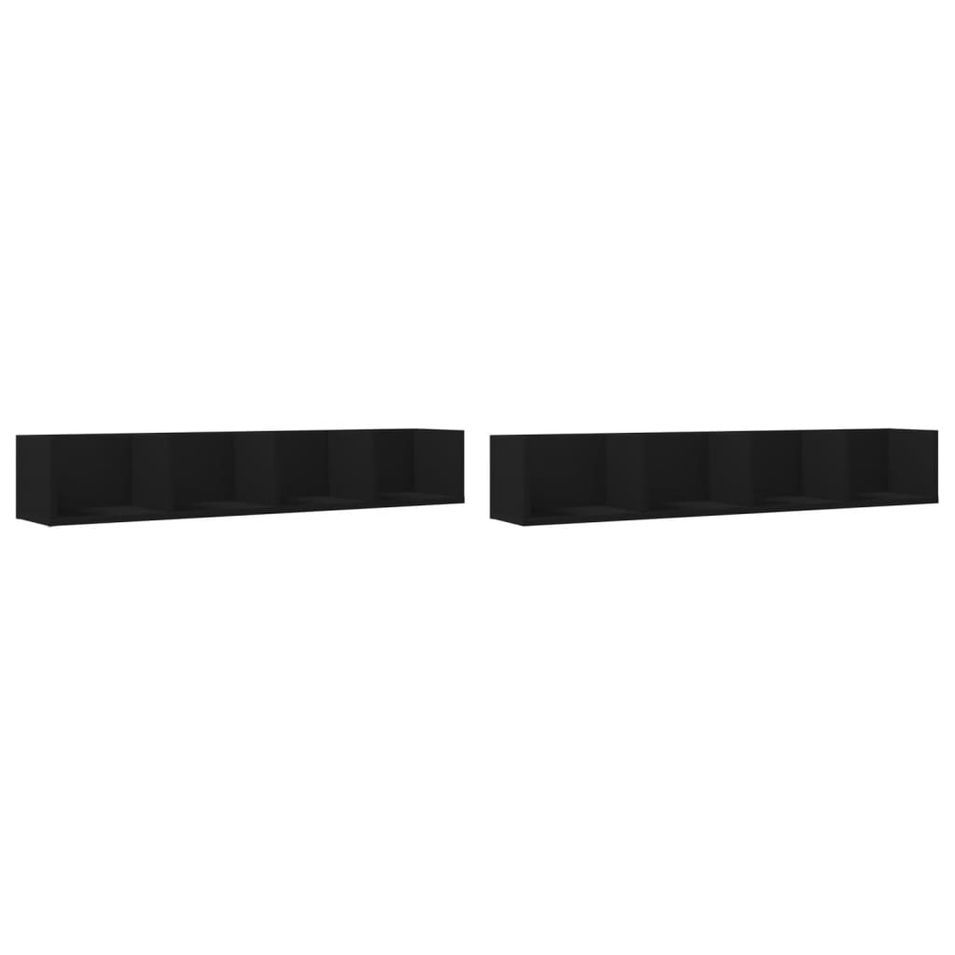 Armoires murales 2 pcs noir 99x18x16,5 cm bois d'ingénierie - Photo n°1